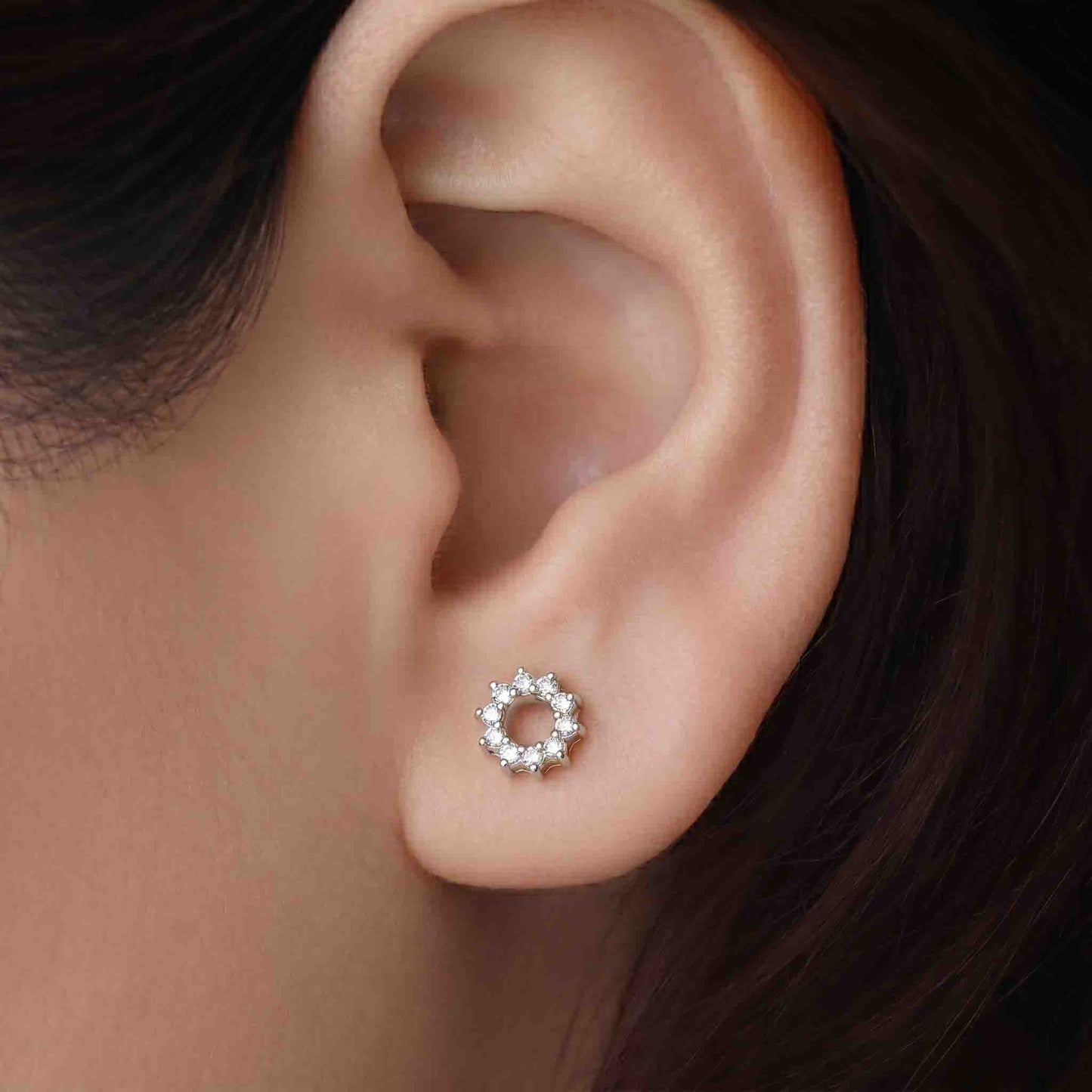 Silver Luna Wheel Earring