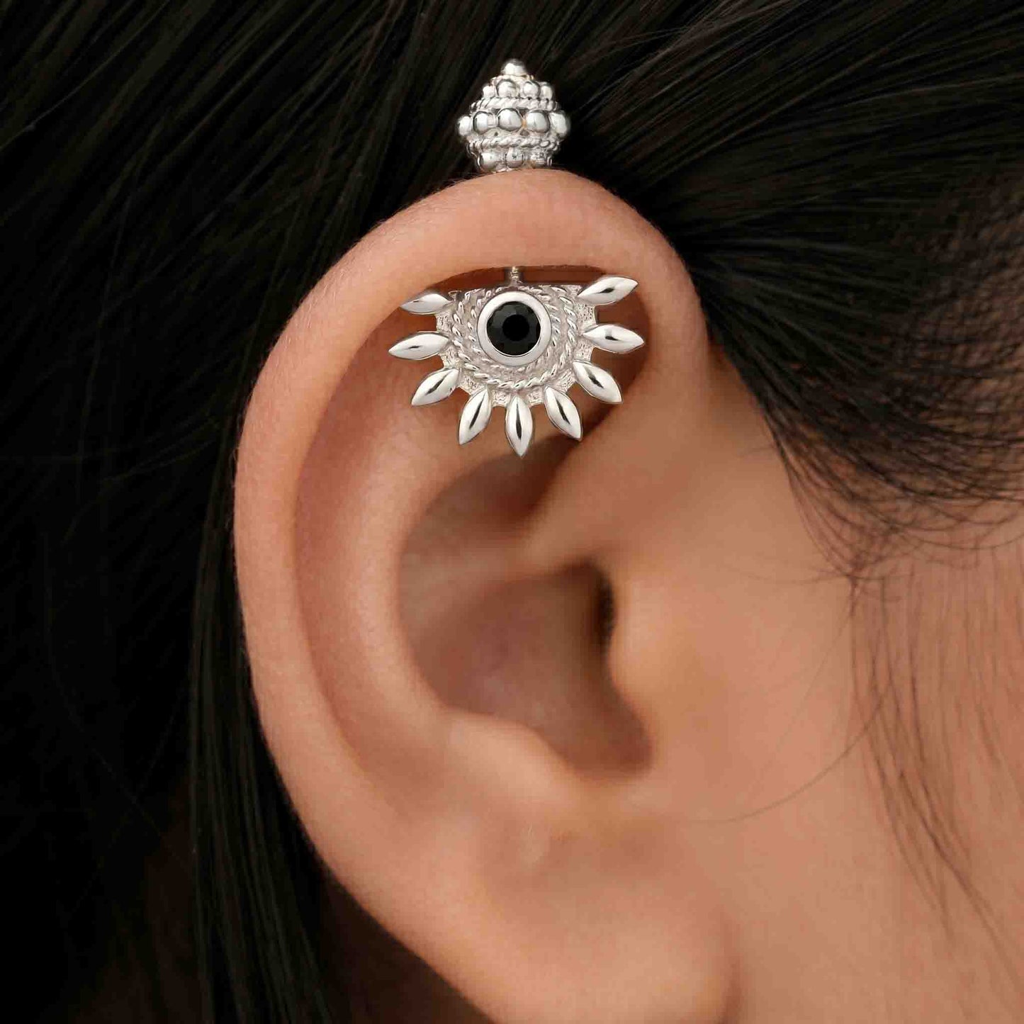 Silver Bugadi Sun Shikhara Top Nazar Black Design