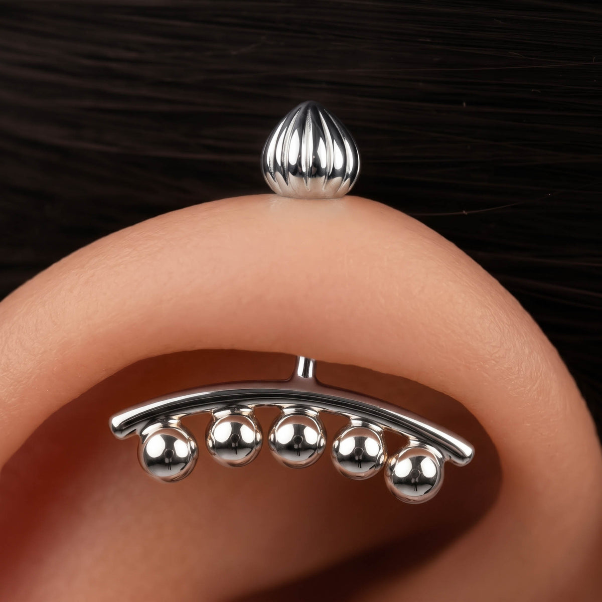 Silver Bugadi 5 Ball Line Modak Top Design