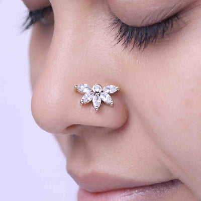 Silver 5 Marquis Crystal Nosepin