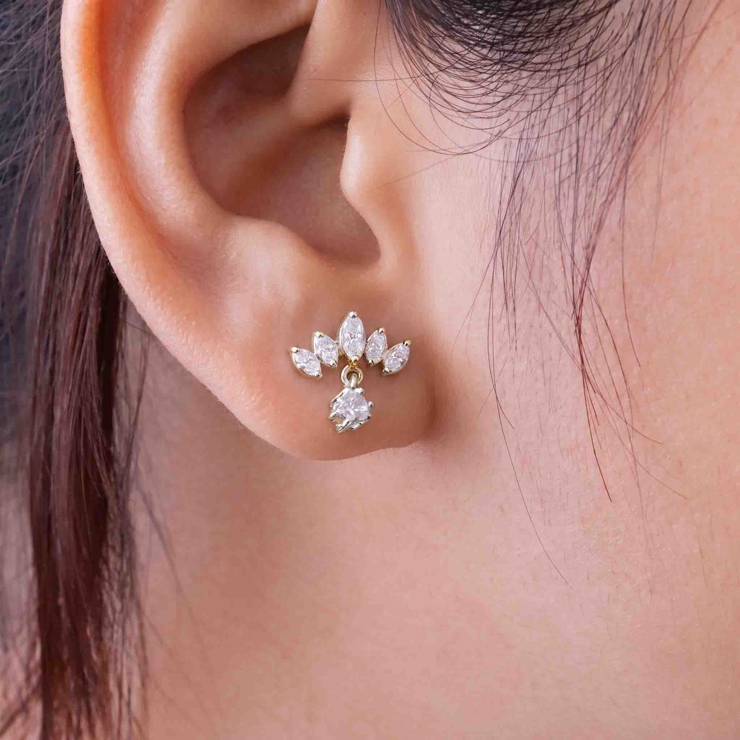 Silver Lotus Crest Earrings