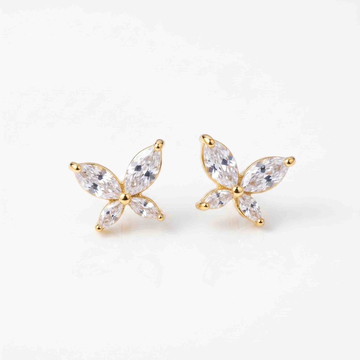 Silver Sone Butterfly Earrings