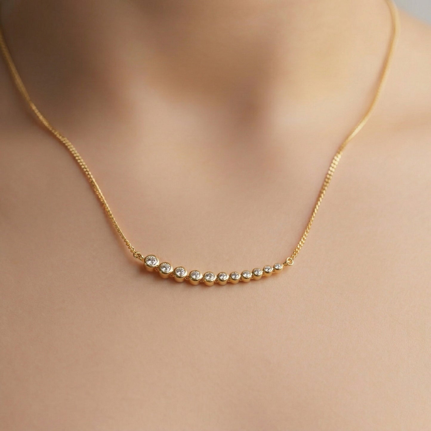 Silver Chain 11 Stone Line Diamond Design