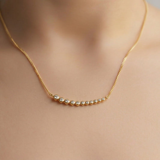 Silver Chain 11 Stone Line Diamond Design