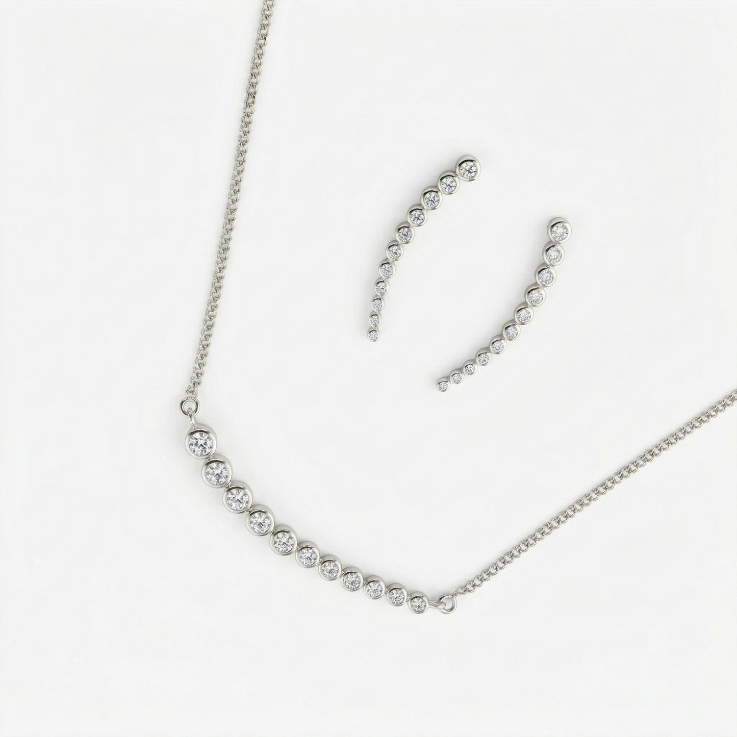 Silver Chain 11 Stone Line Diamond Design
