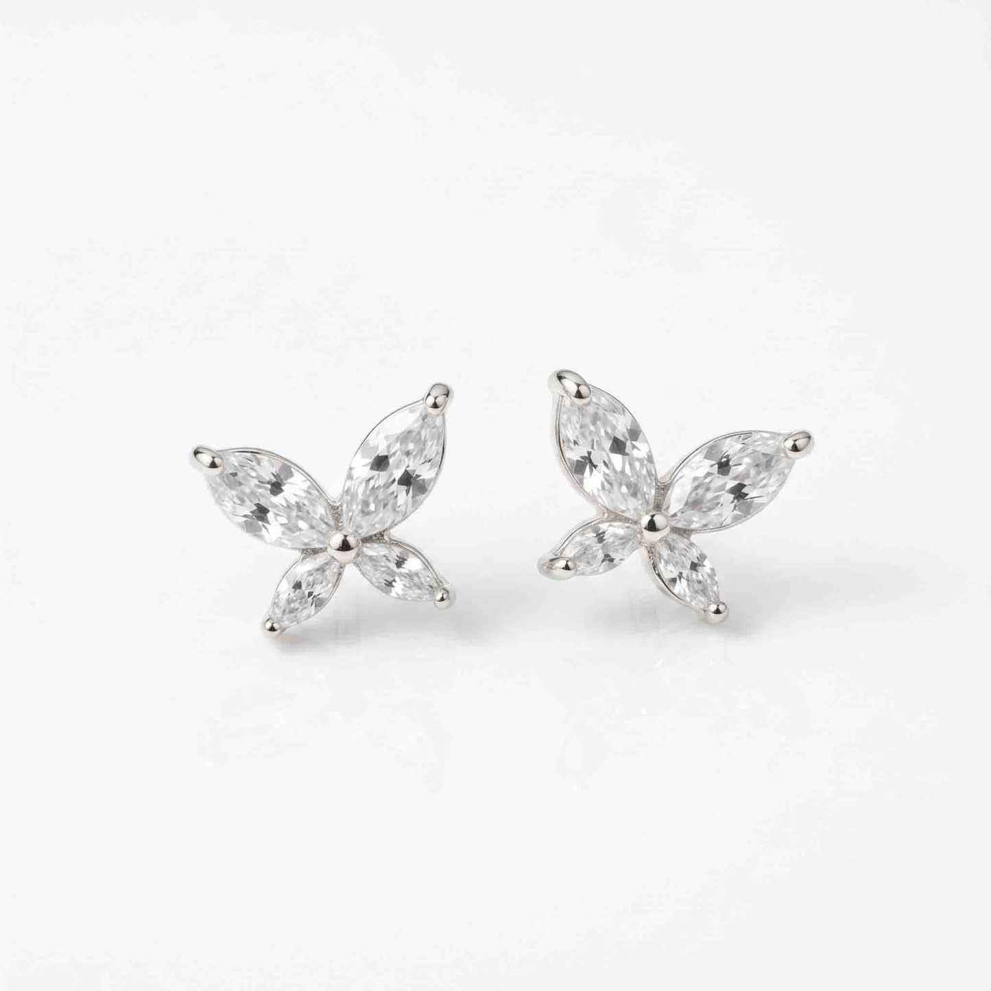 Silver Sone Butterfly Earrings