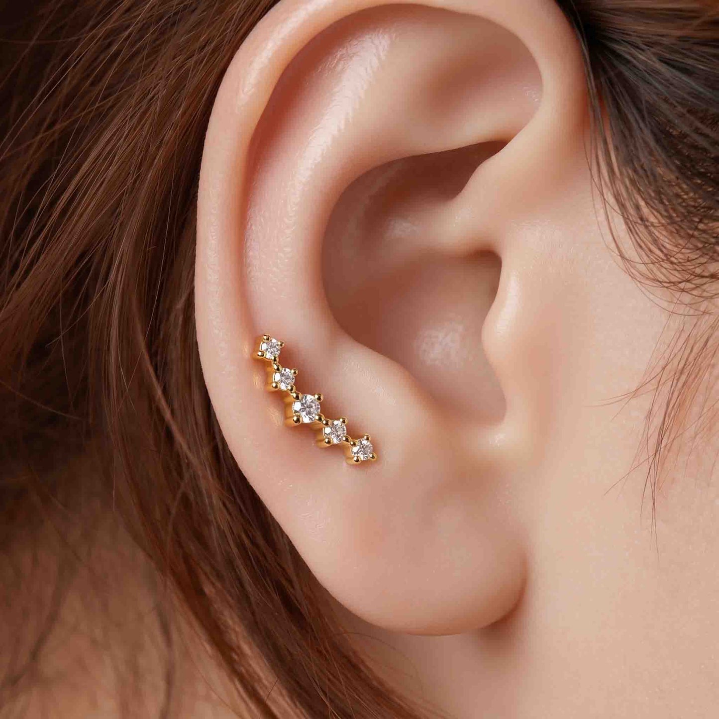Silver Stone Line Helix Earrings