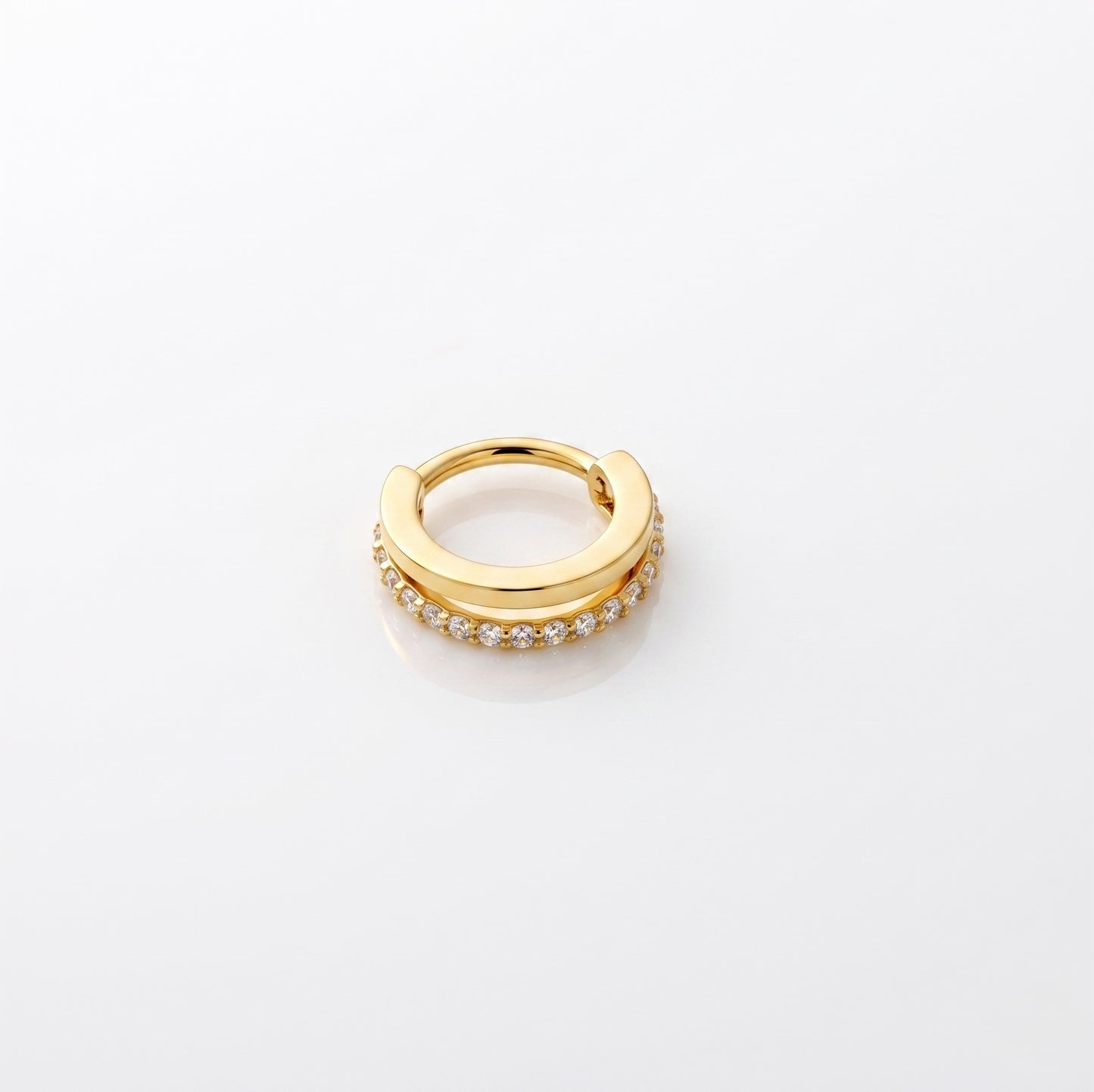 Silver Plain And Stone Set Nose Ring