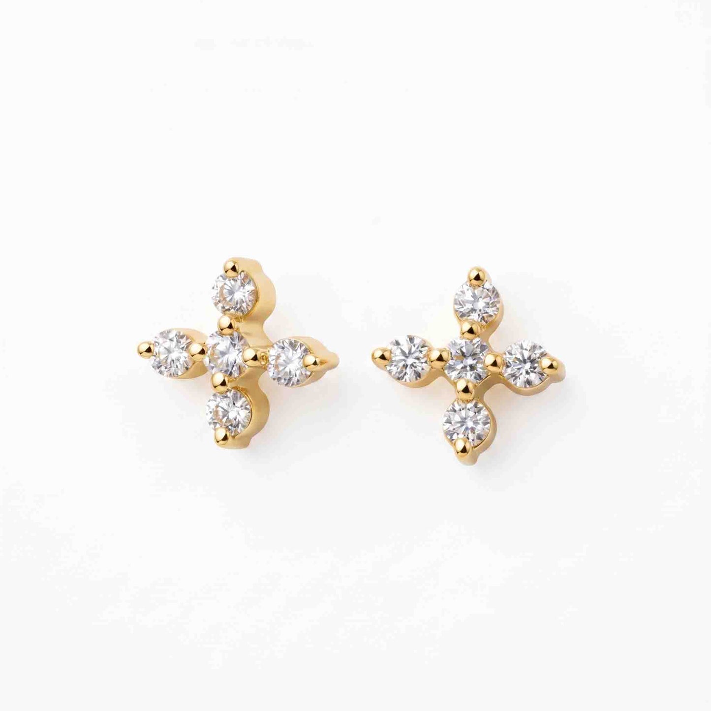 Silver Star Flower Ear Studs
