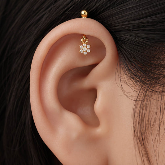 Silver Bugadi 7 Stone Flower Hanging Ball Top Diamond Design