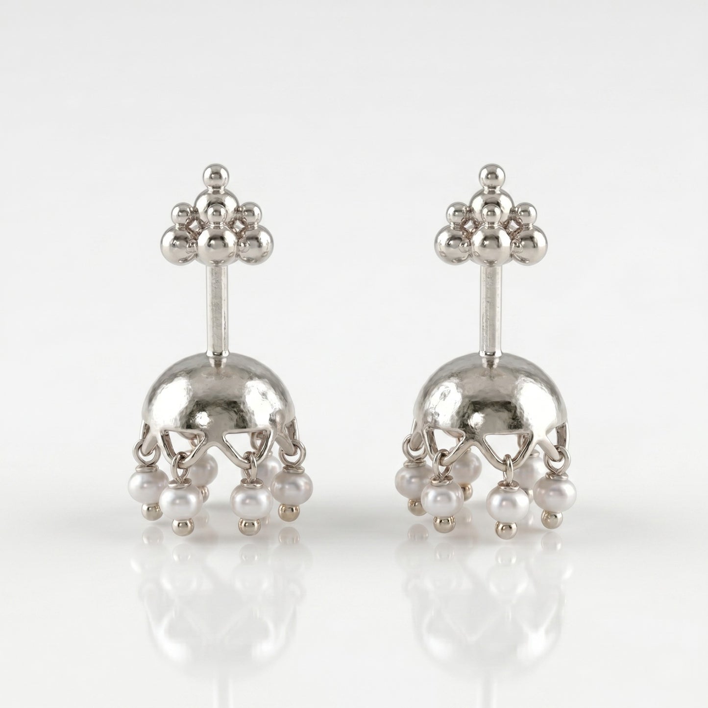 Silver Bugadi Jhumka Pearl Gopuram Top Gold Design 2