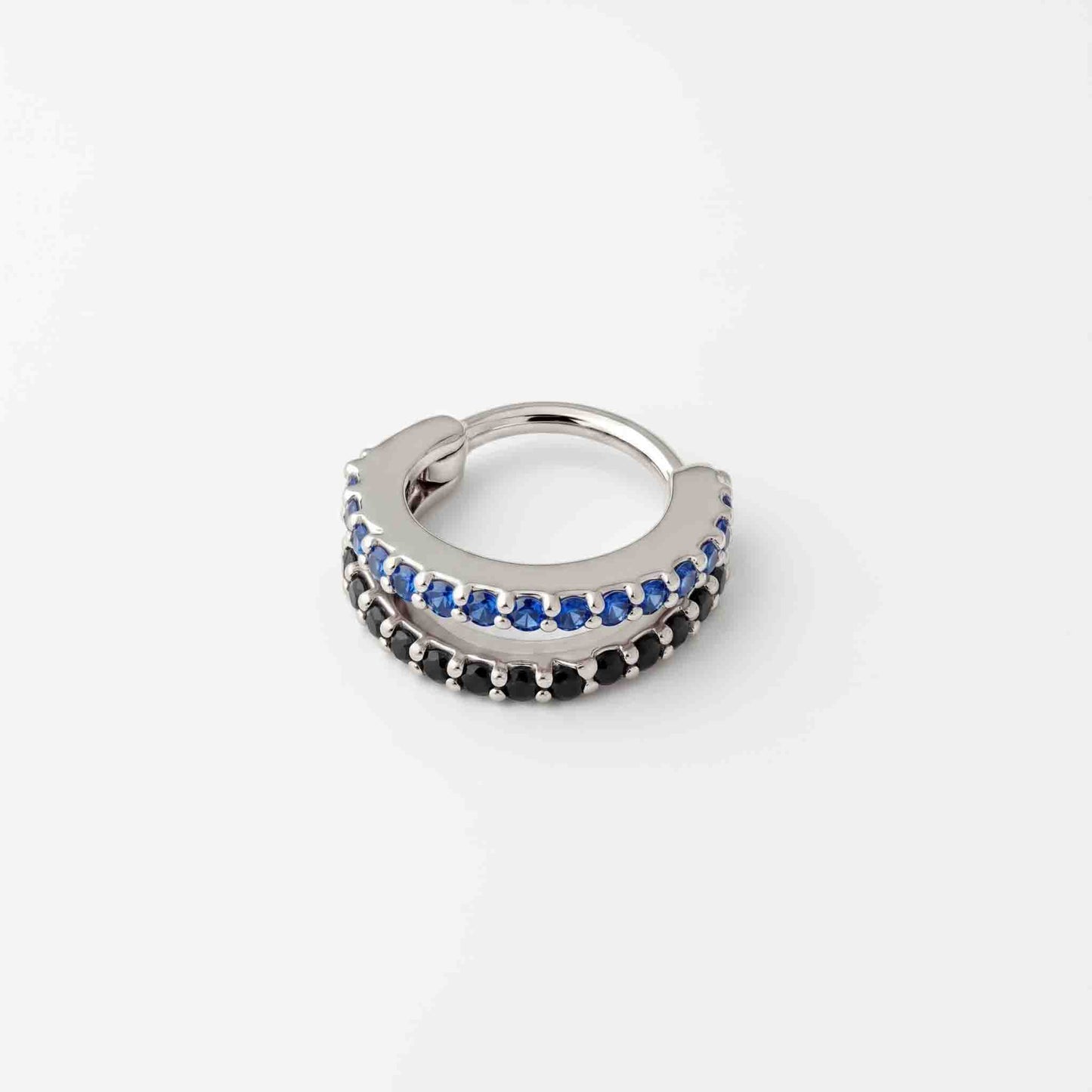 Silver Multi Color  Double Line Stone Set Nosering