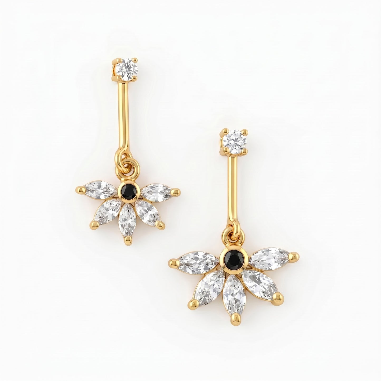 5 Marquise Stone Hanging Bugadi with Top Stoe (Gold Plated)