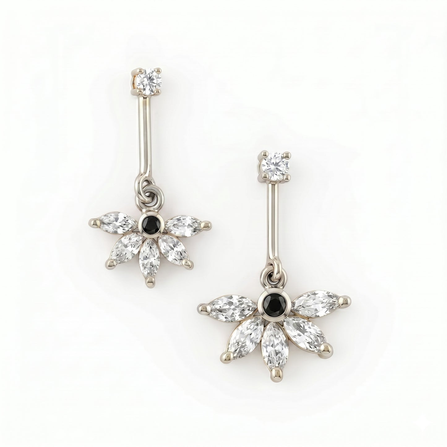 5 Marquise Stone Hanging Bugadi with Top Stone (Silver)