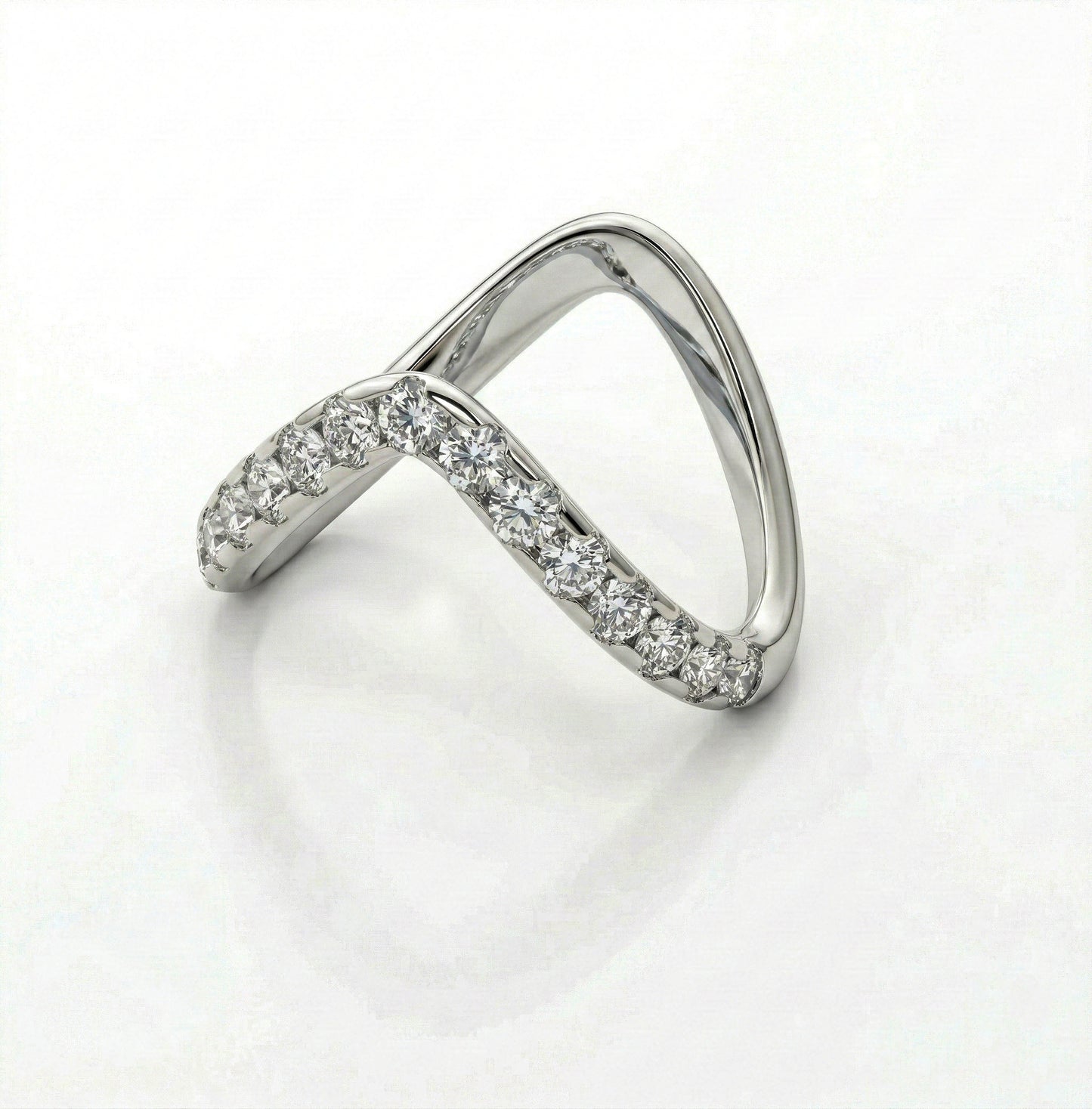 Silver Stone Linear V Ring
