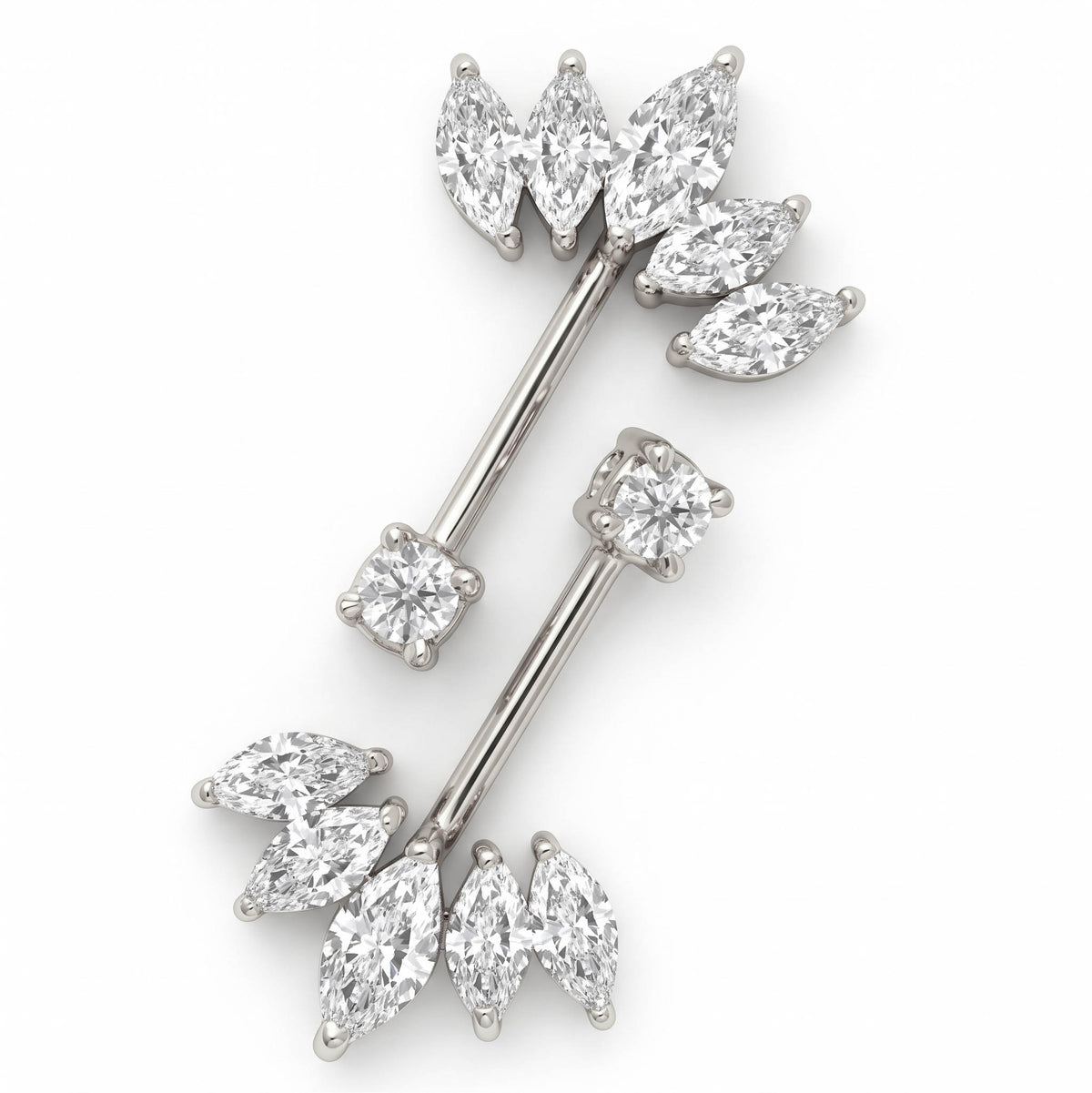 Silver Bugadi 5 Marquis MSB2 Stone Top Diamond Design