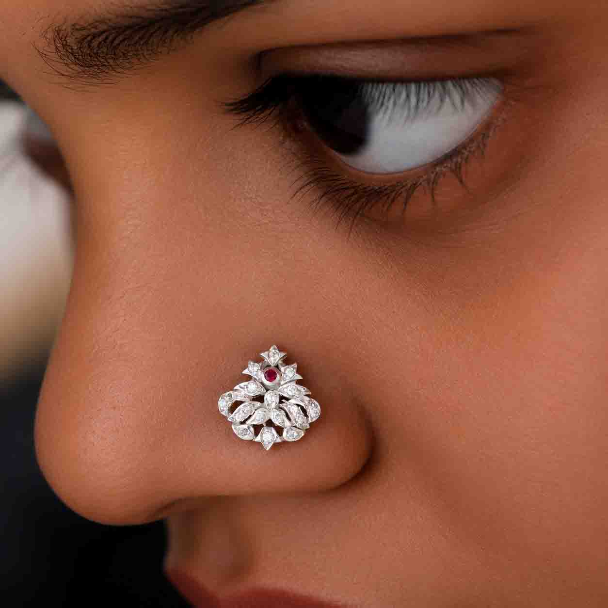 Silver Rajni Nose pin