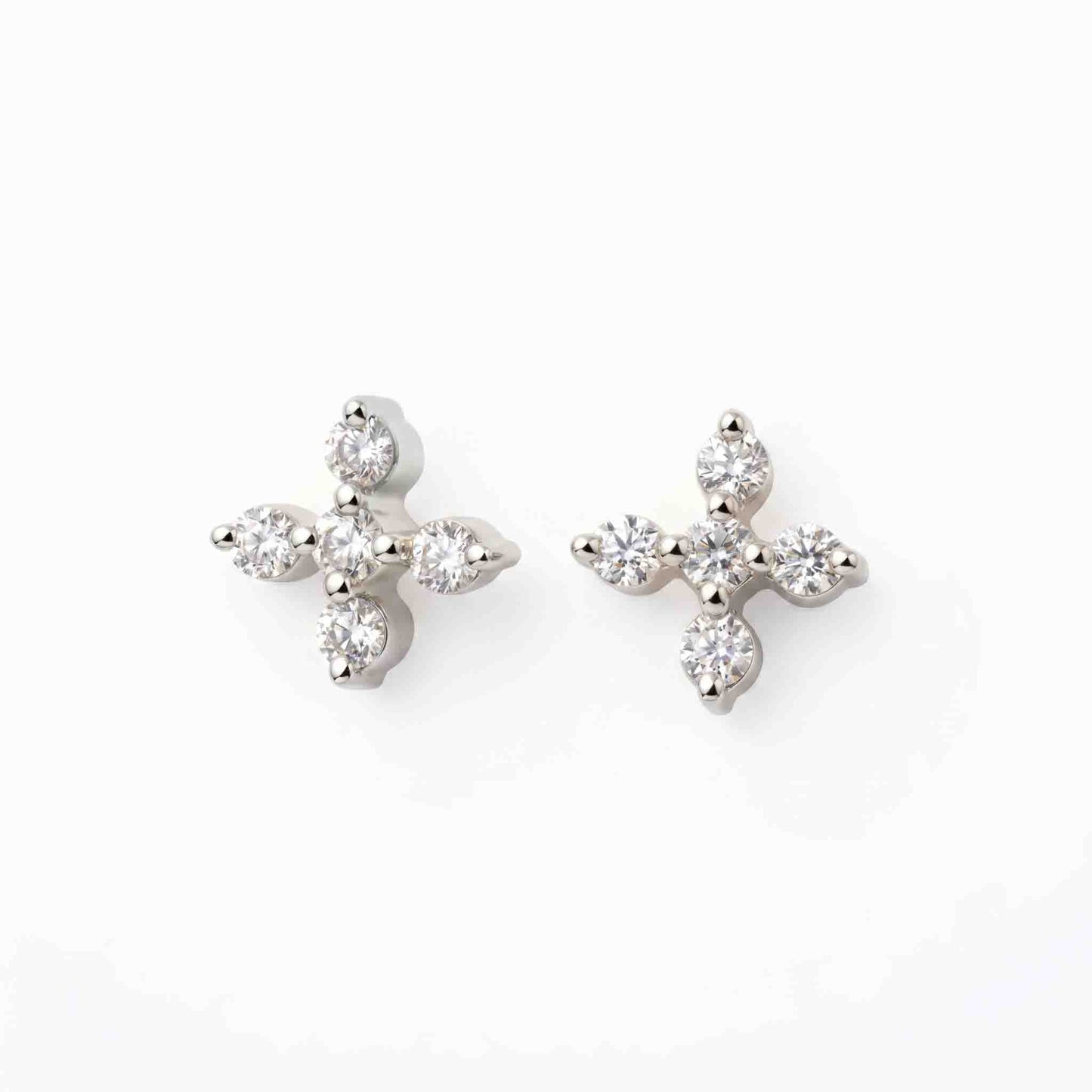Silver Star Flower Ear Studs