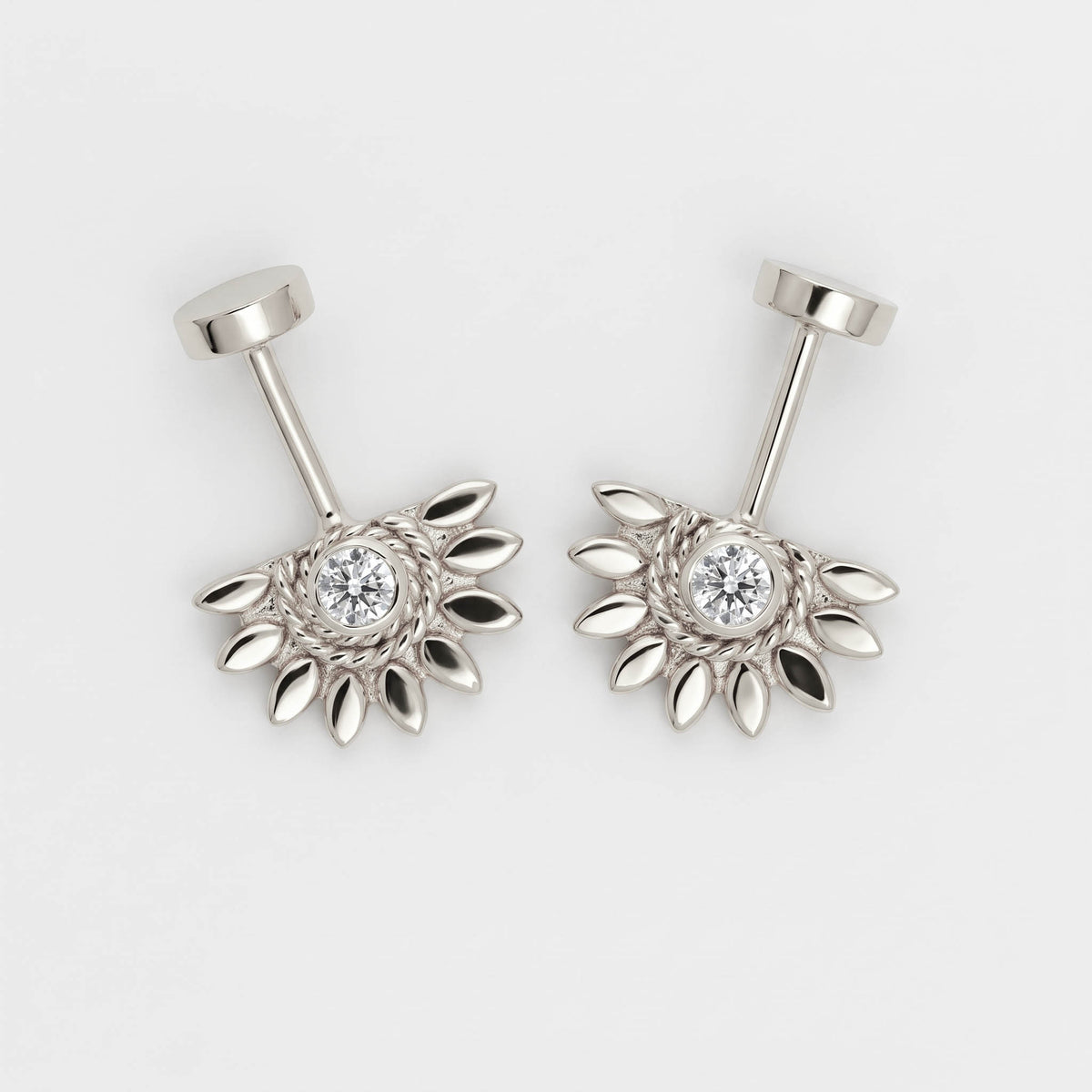 Silver Bugadi Sun Flat Top Diamond Design