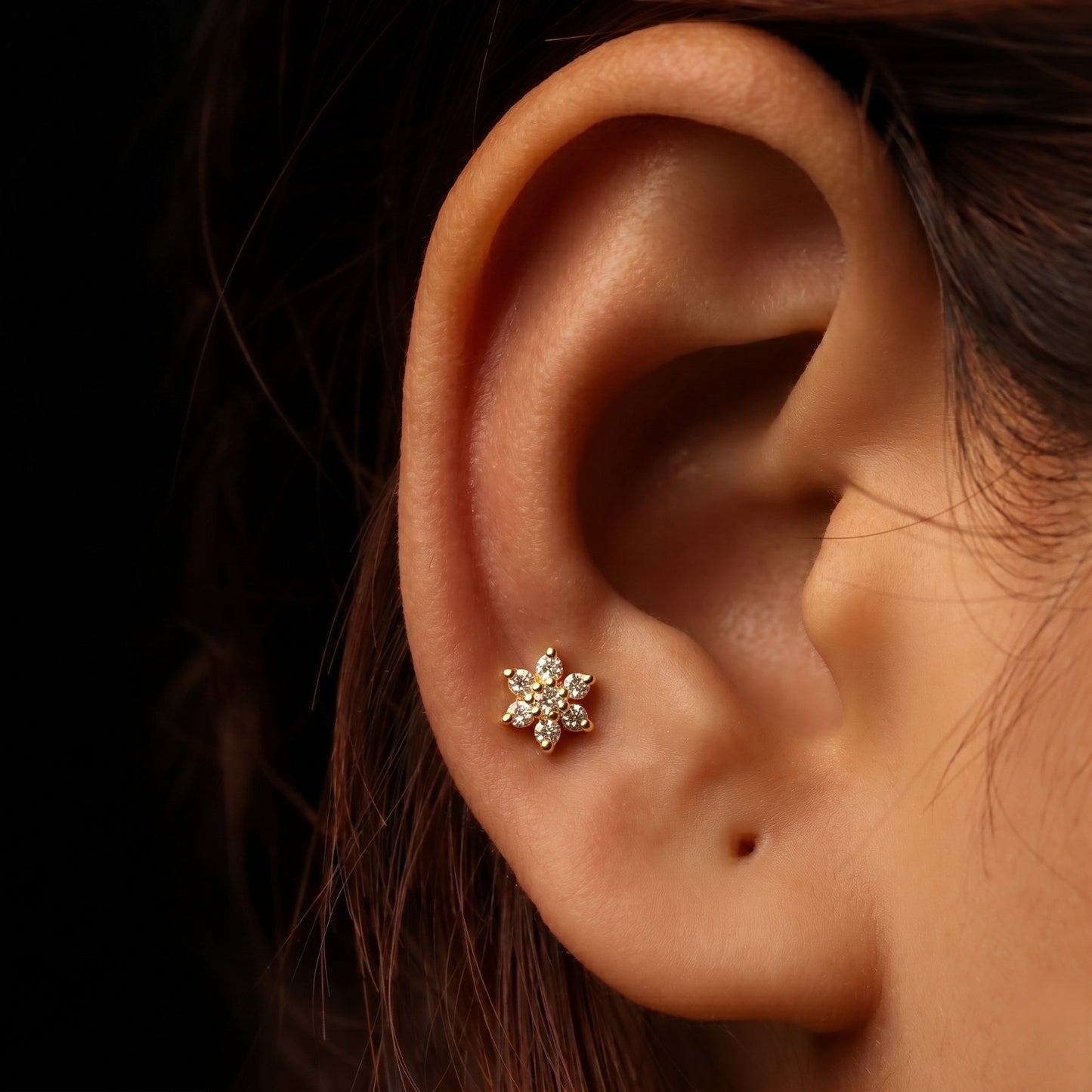 Silver 7 Stone Flower small studs