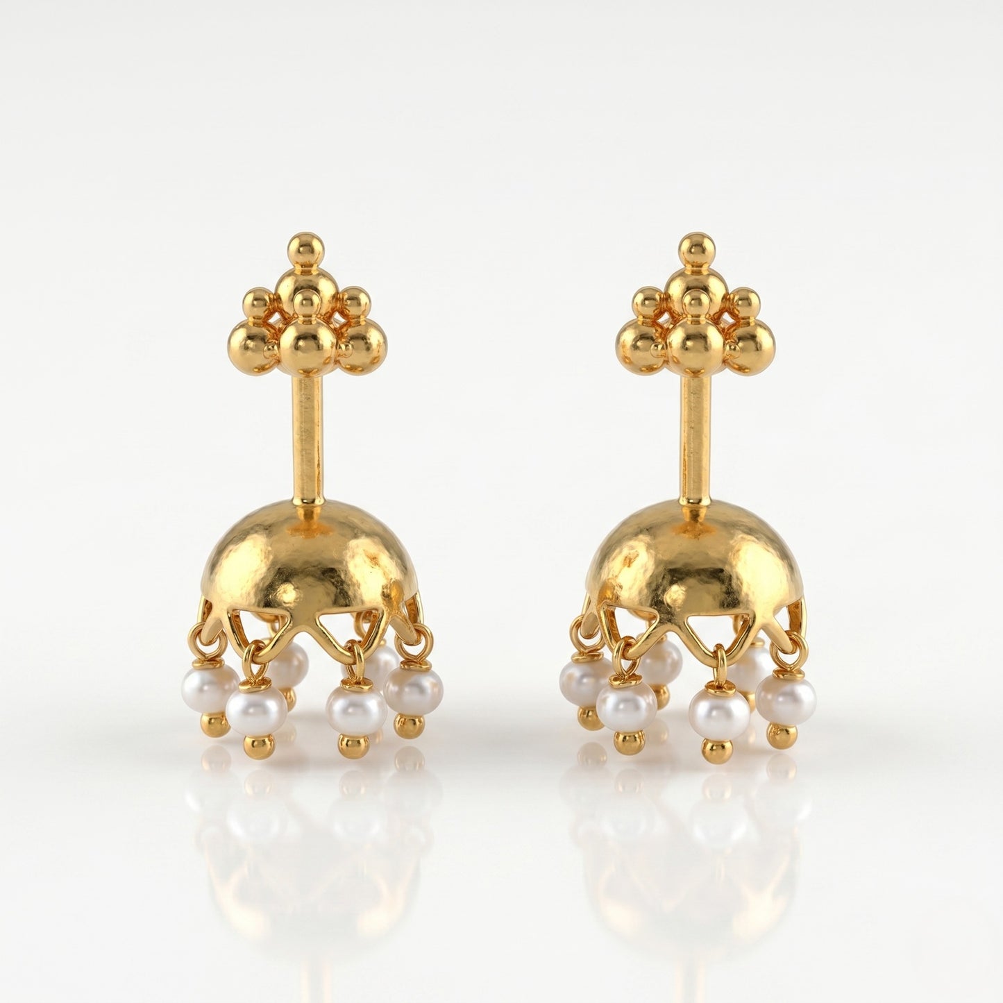 Silver Bugadi Jhumka Pearl Gopuram Top Gold Design 2