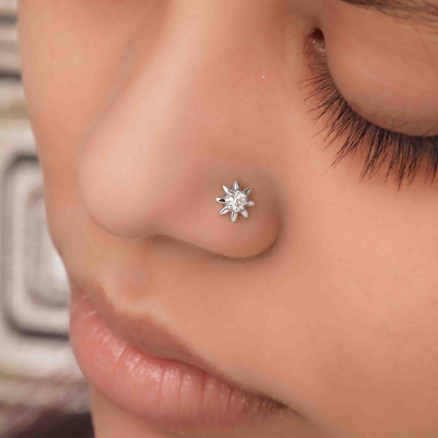 Silver Radiant Sun Nose pin