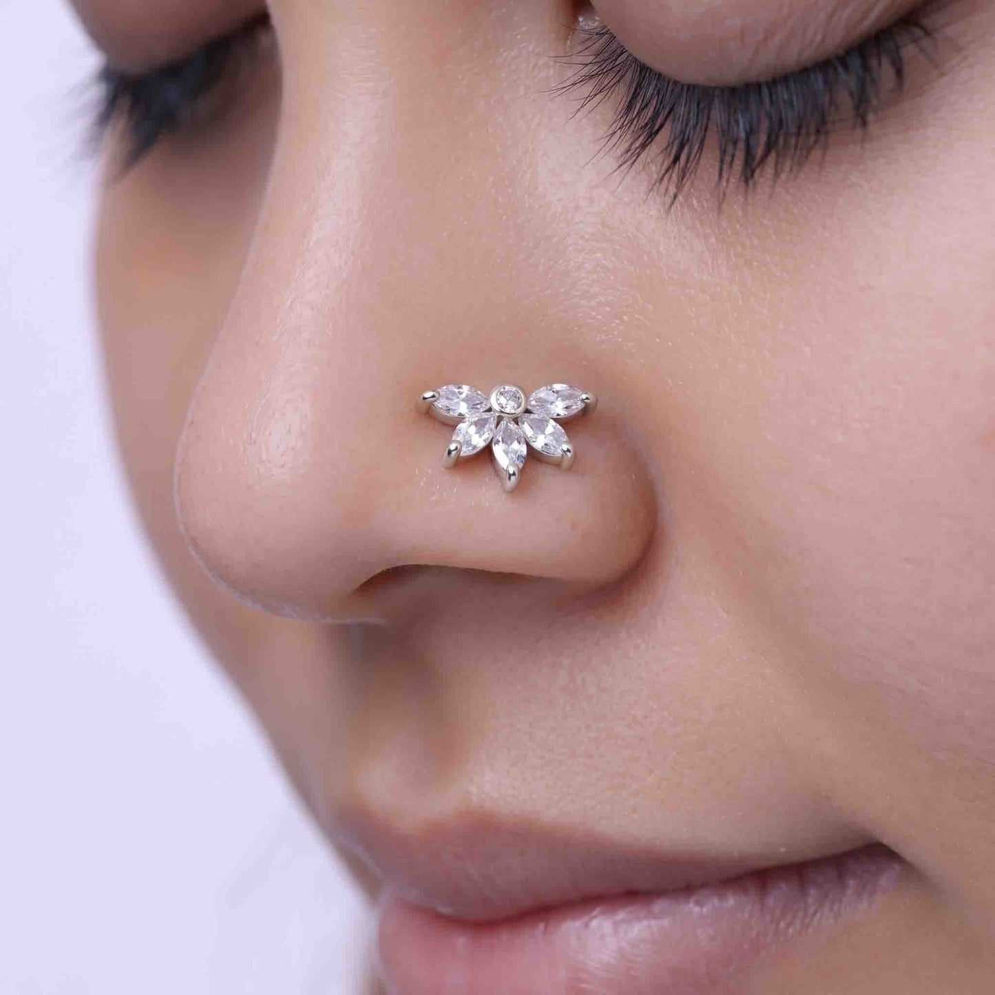 Silver 5 Marquis Crystal Nosepin