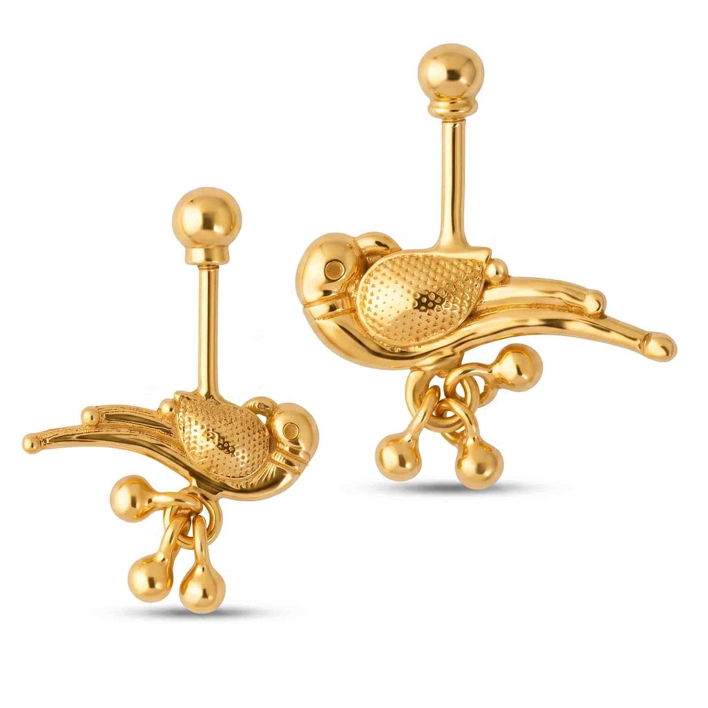 Silver Parrot Bugadi with Ball drops and Ball Top