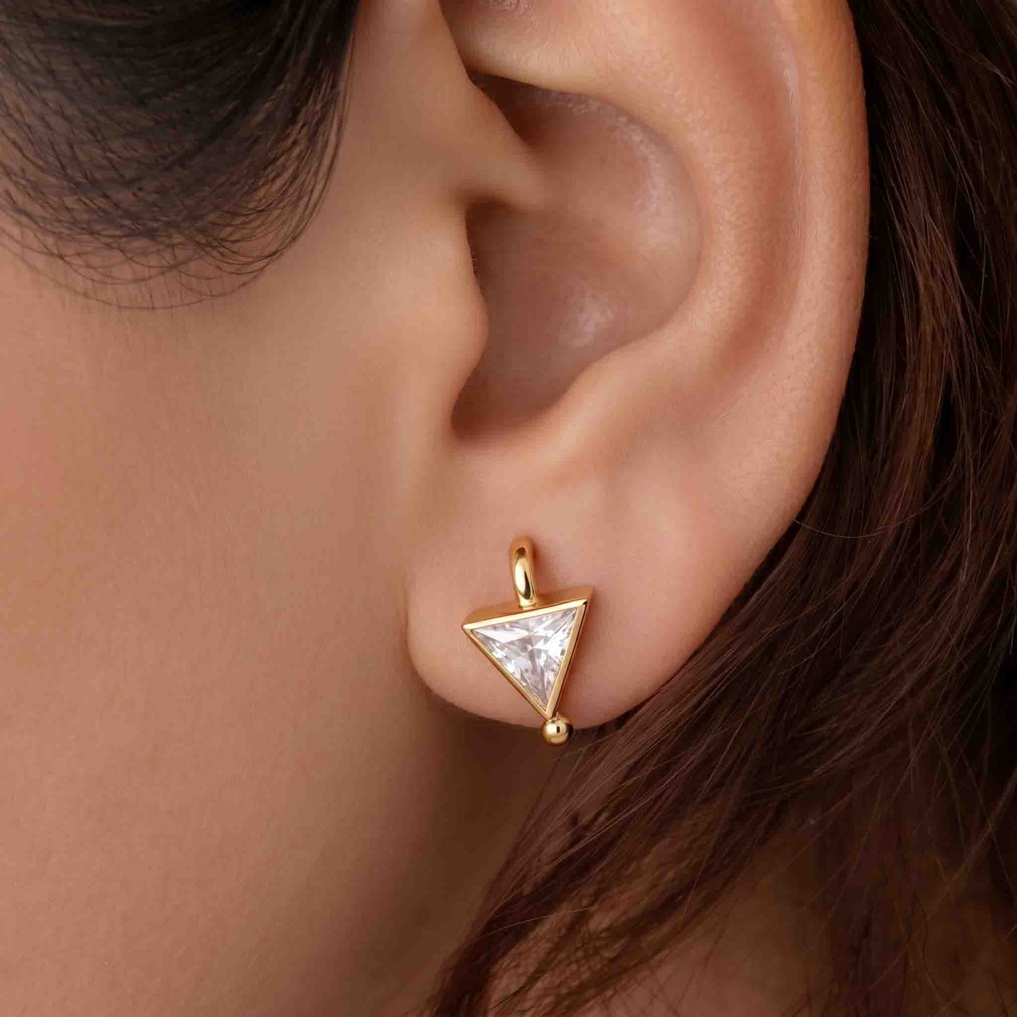 Silver Stone Triangle Earring