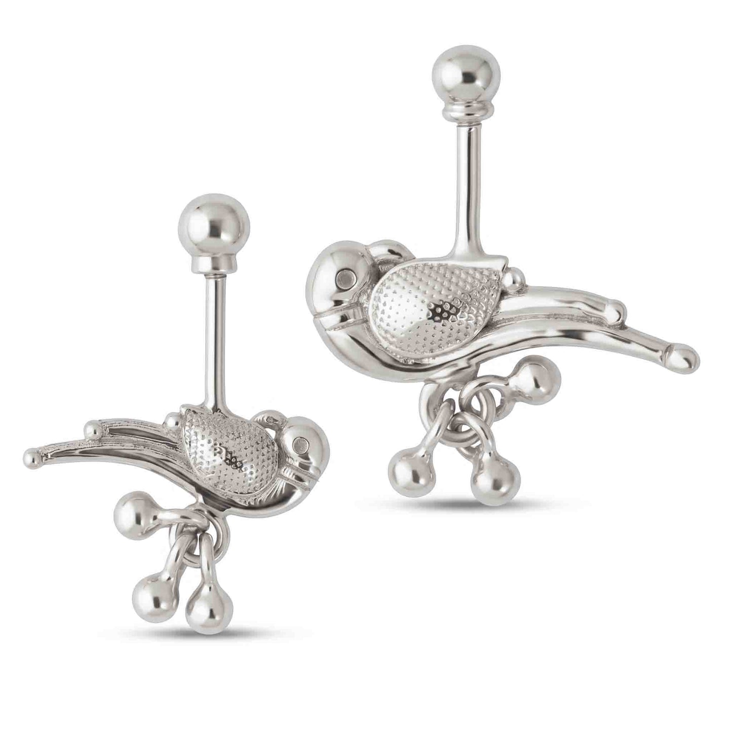 Silver Parrot Bugadi with Ball drops and Ball Top