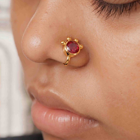 Silver Surkh  Clip-on Nose pin