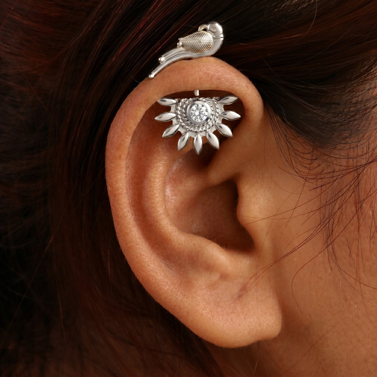 Ardh Bhanu 925 Silver Bugadi with Parrot top