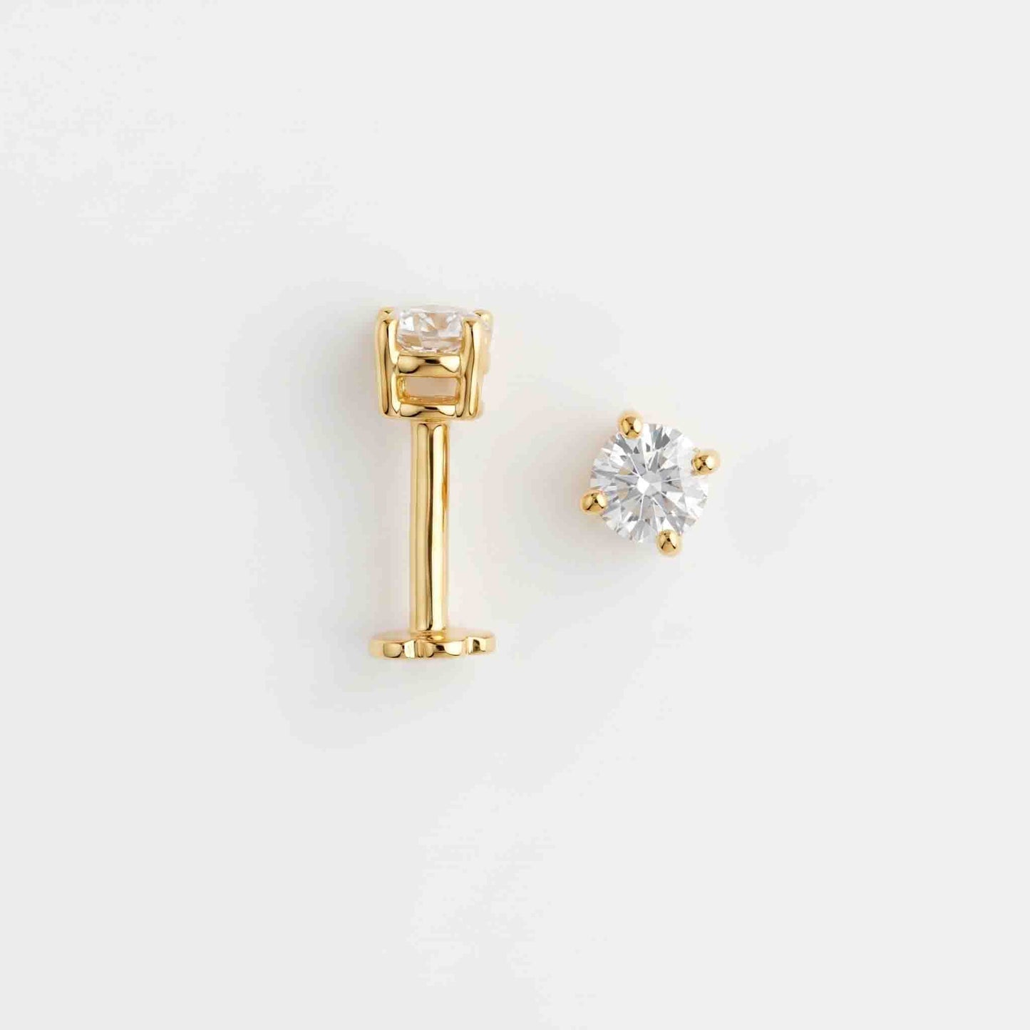 Silver Solo Stone Ear Studs