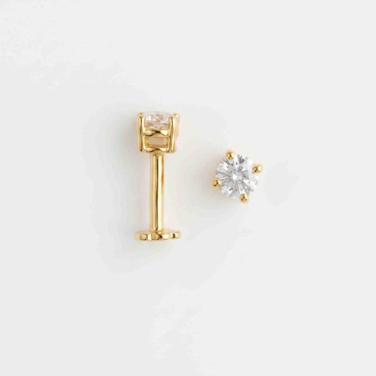 Silver Solo Stone Ear Studs