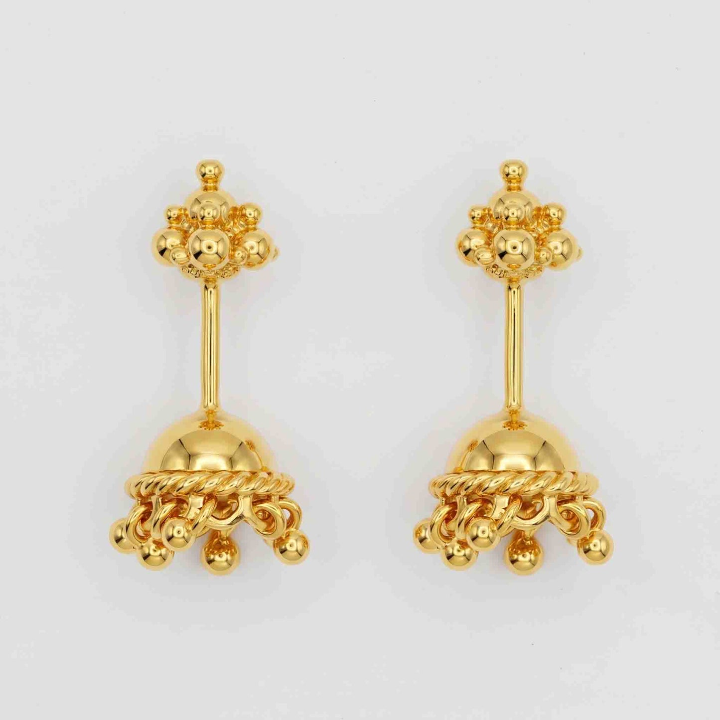 Silver Bugadi Jhumka Gopuram Top Gold Design