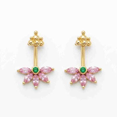 Silver Bugadi 5 Marquis Light Pink With MG Stone Gopuram Top Diamond Design