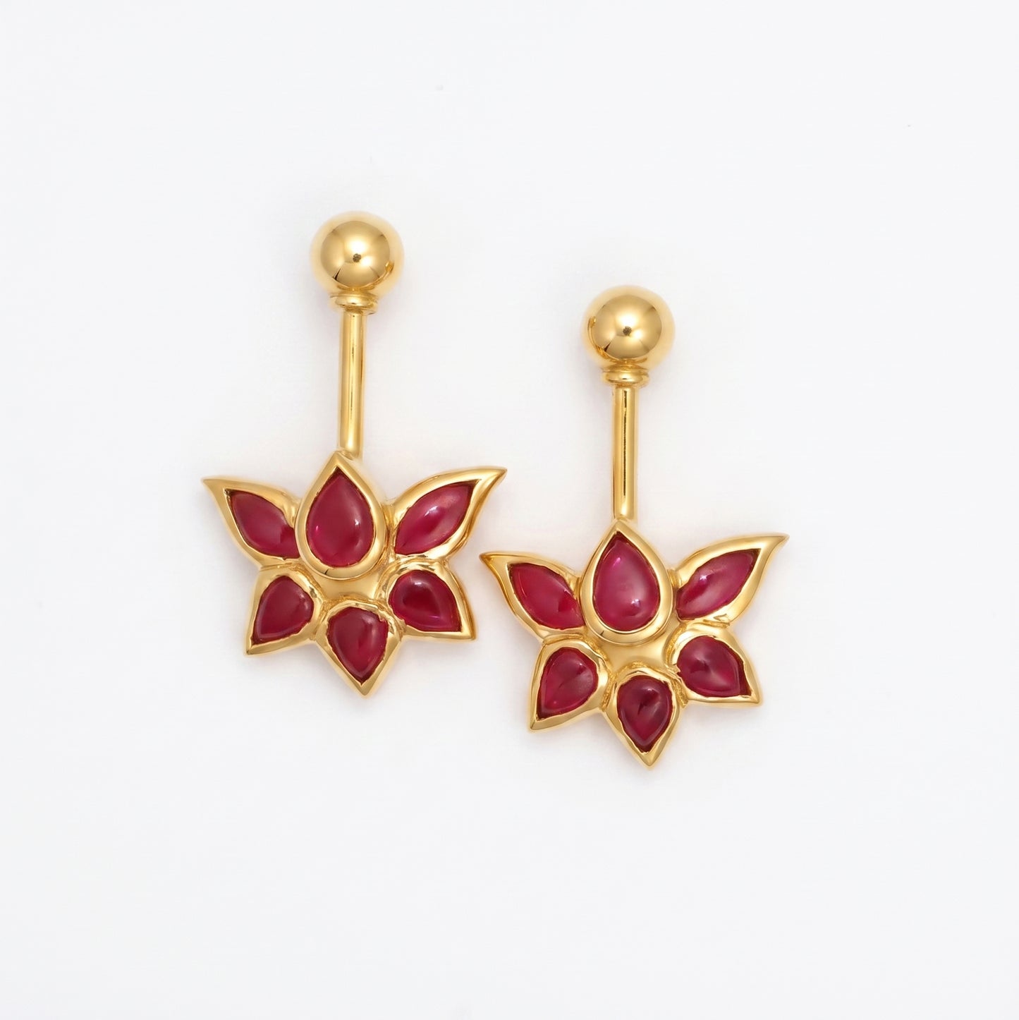 Silver Bugadi Kemp Lotus Ball Top Gold Ruby Red Design