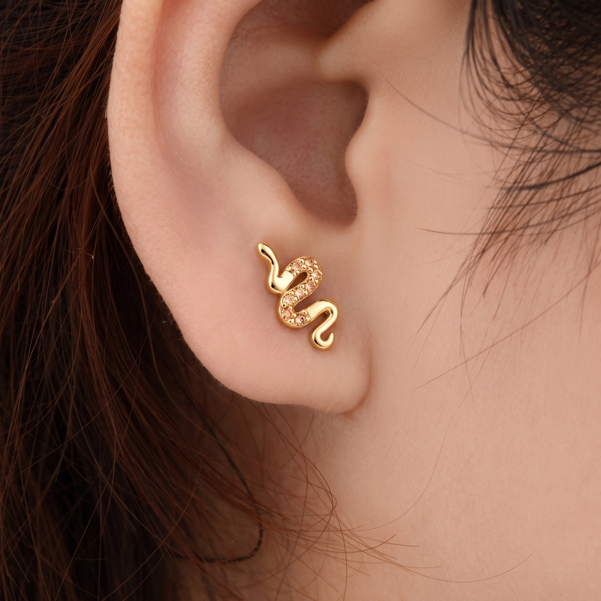 Silver Twisted Viper Champagne Stud Earrings