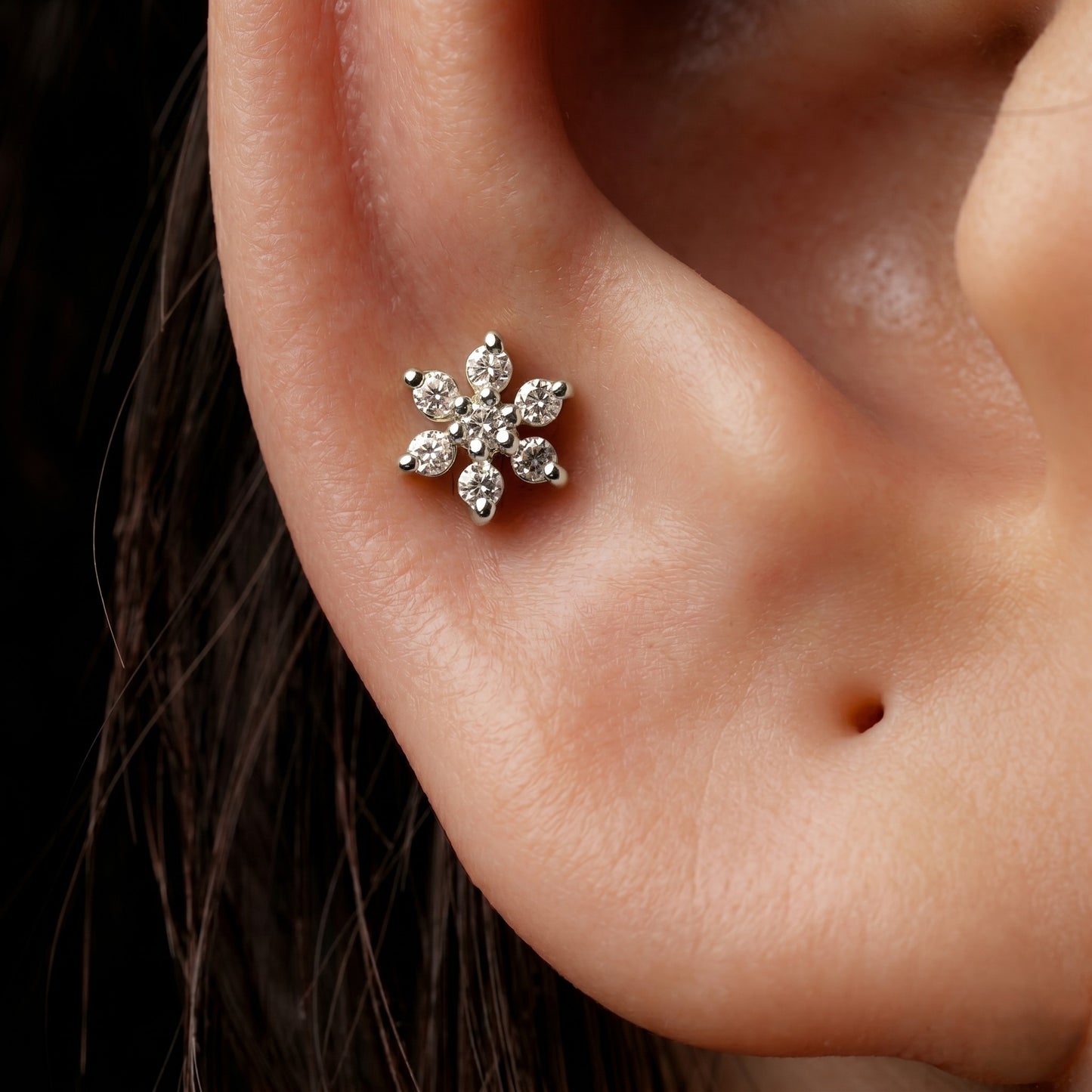Silver 7 Stone Flower small studs