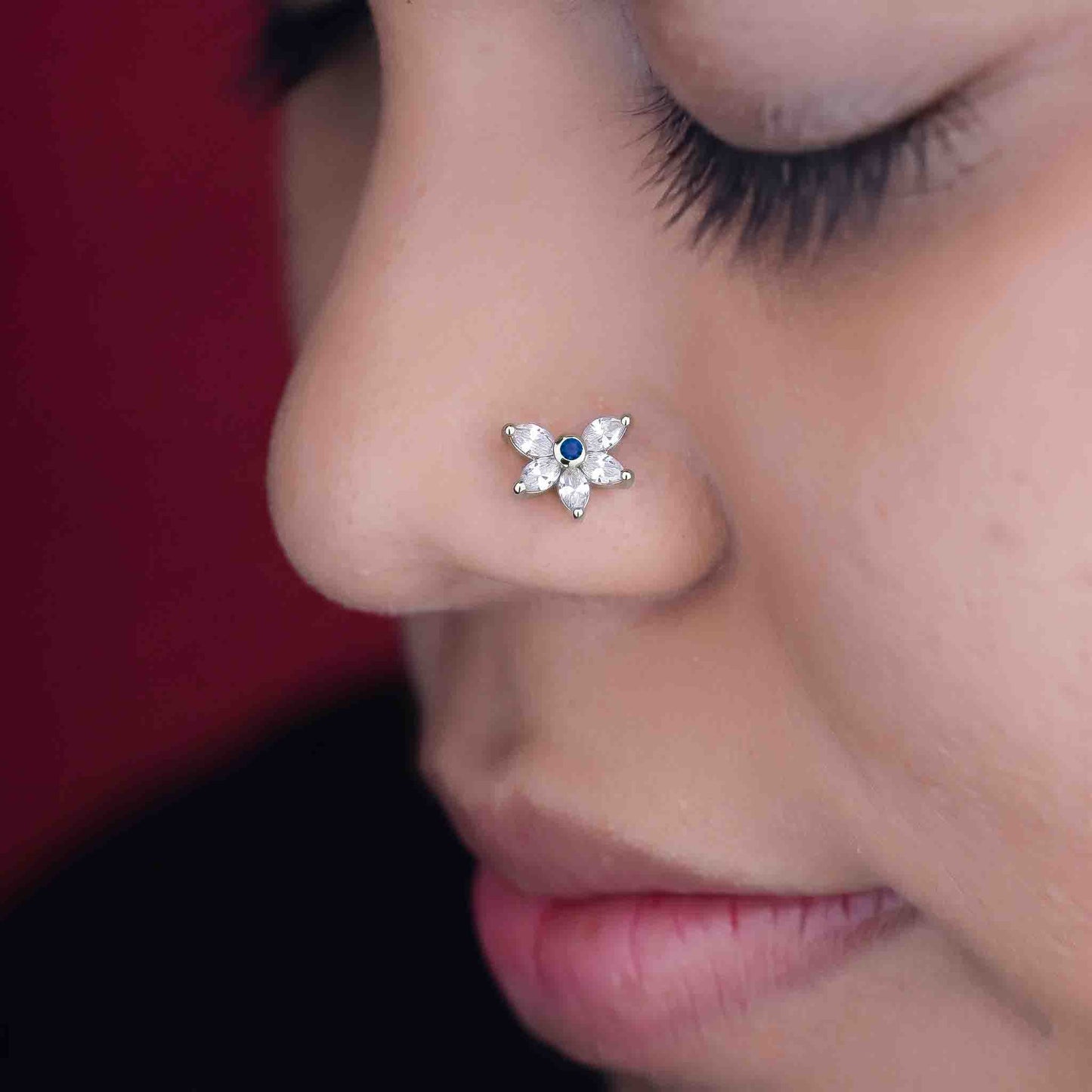 Silver 5 Marquise Stone Nosepin