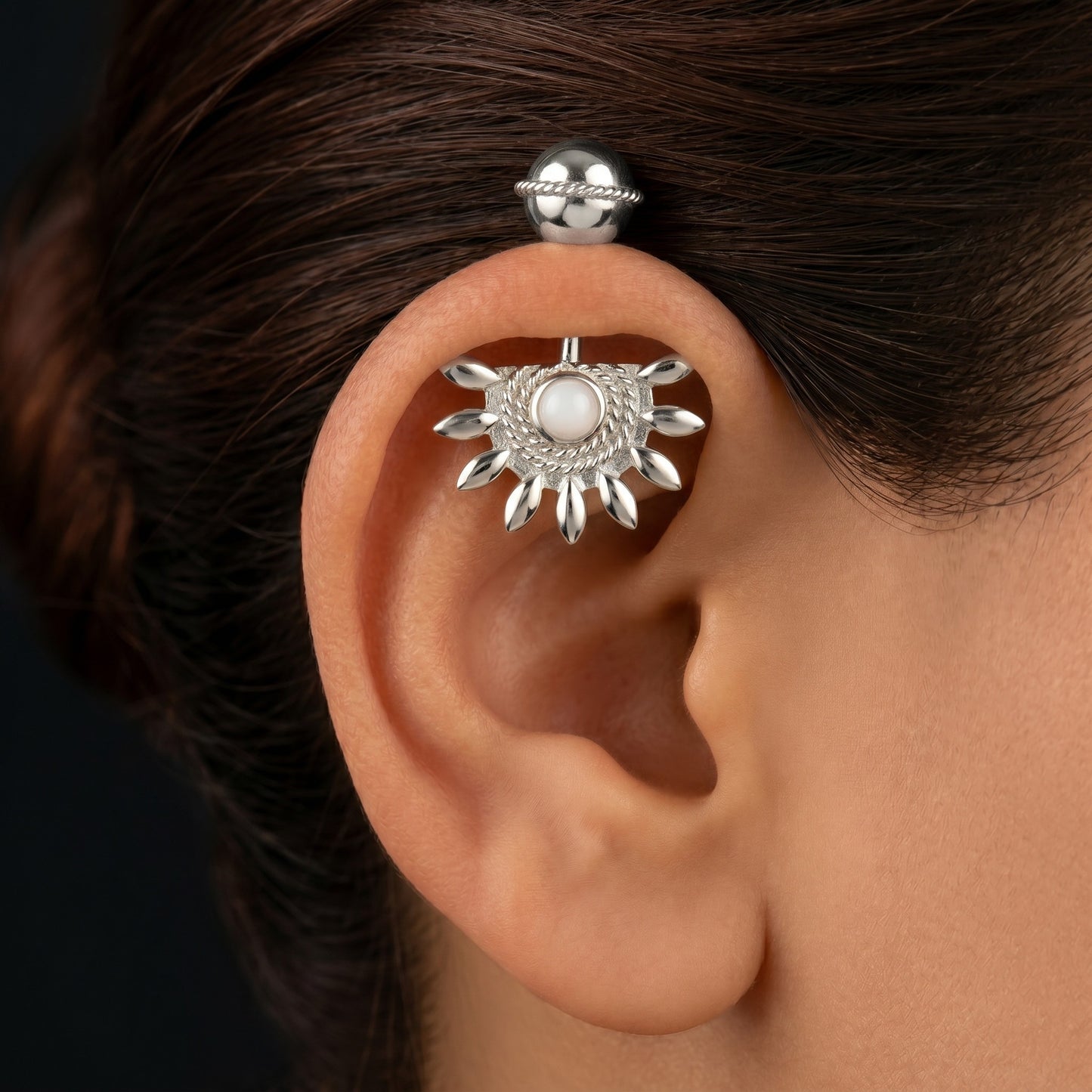Ardh Bhanu with Pearl 925 Silver Bugadi with Traditional Top