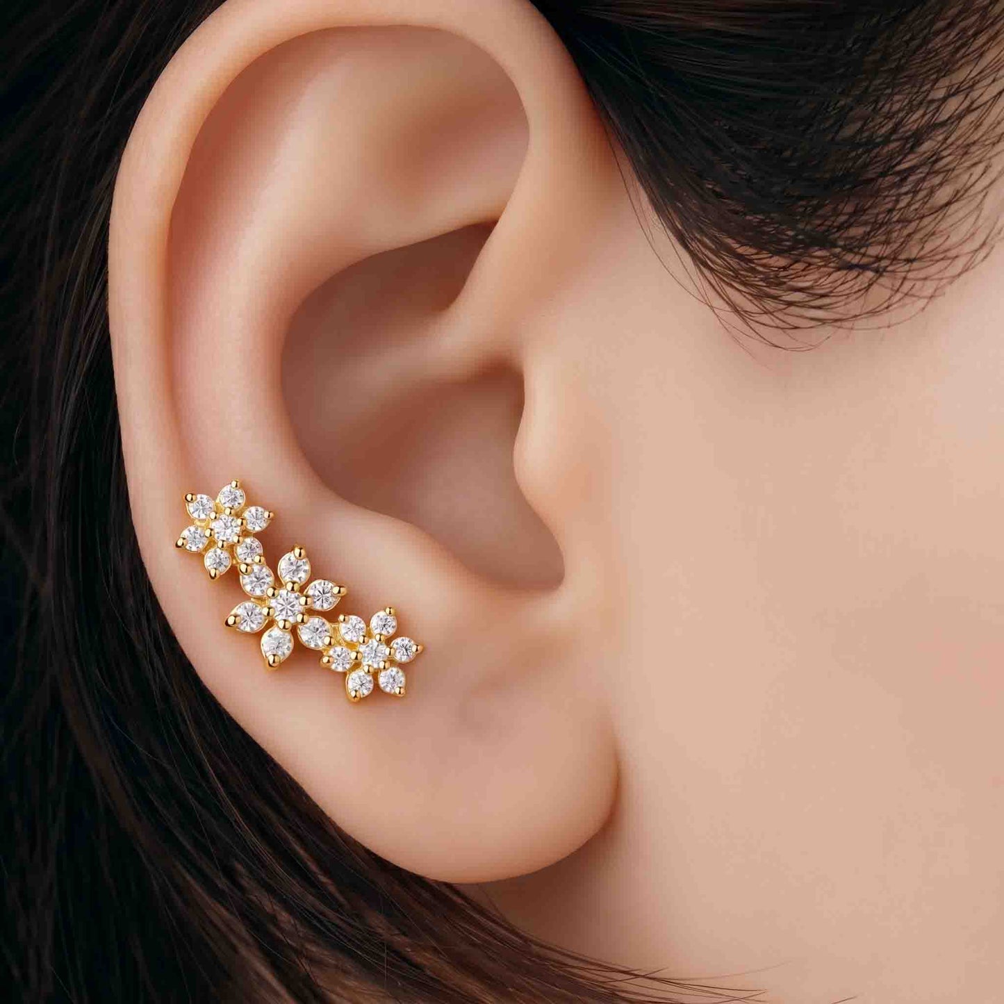 Silver Floral Lattice Earring