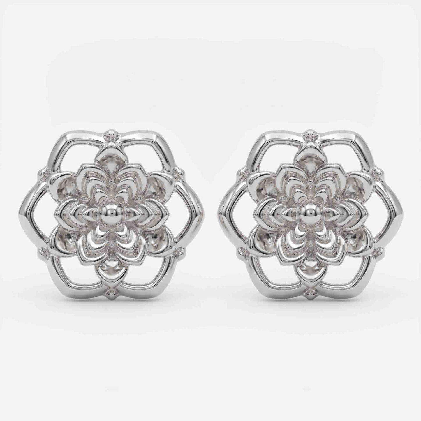 Silver Lace Rosette Earring