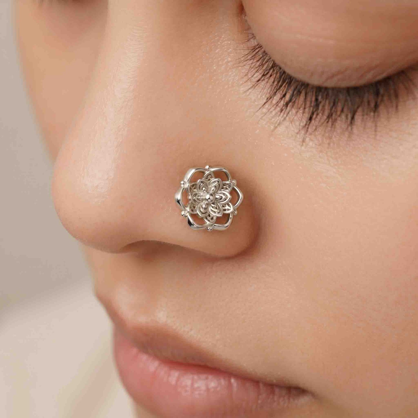 Silver Lace Rosette Nose pin