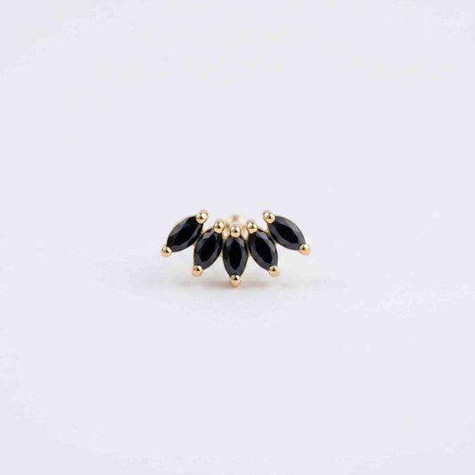Silver Black Marquise Nosepin