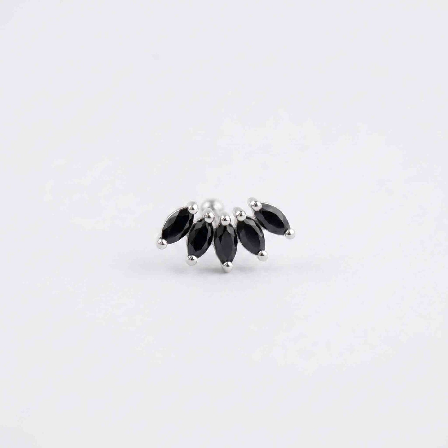 Silver Black Marquise Nosepin