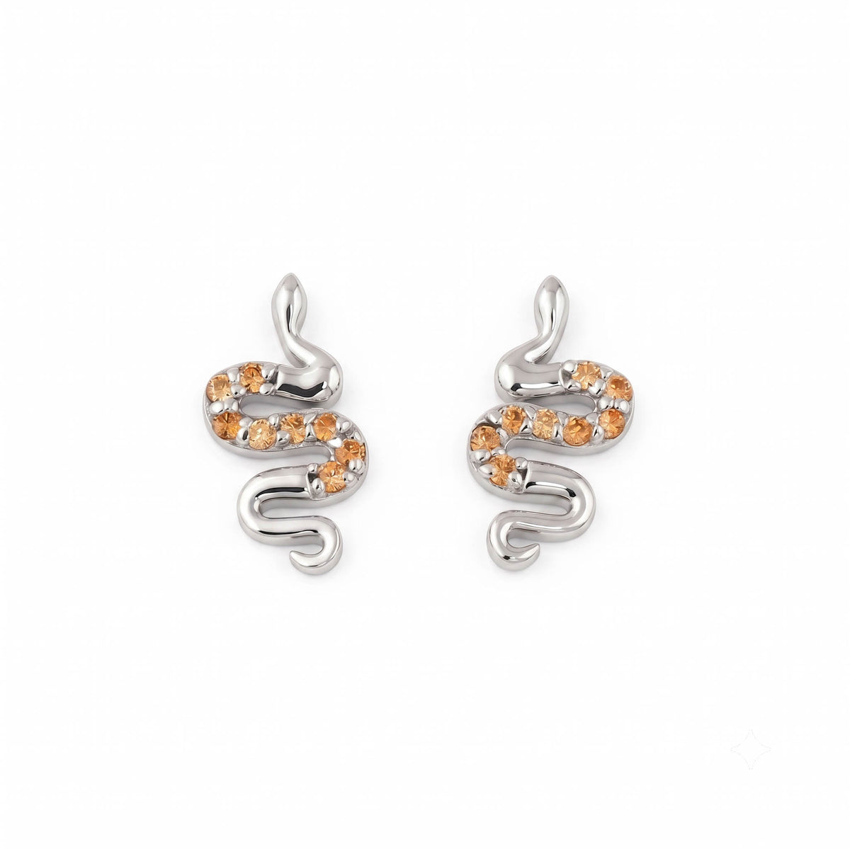 Silver Twisted Viper Champagne Stud Earrings