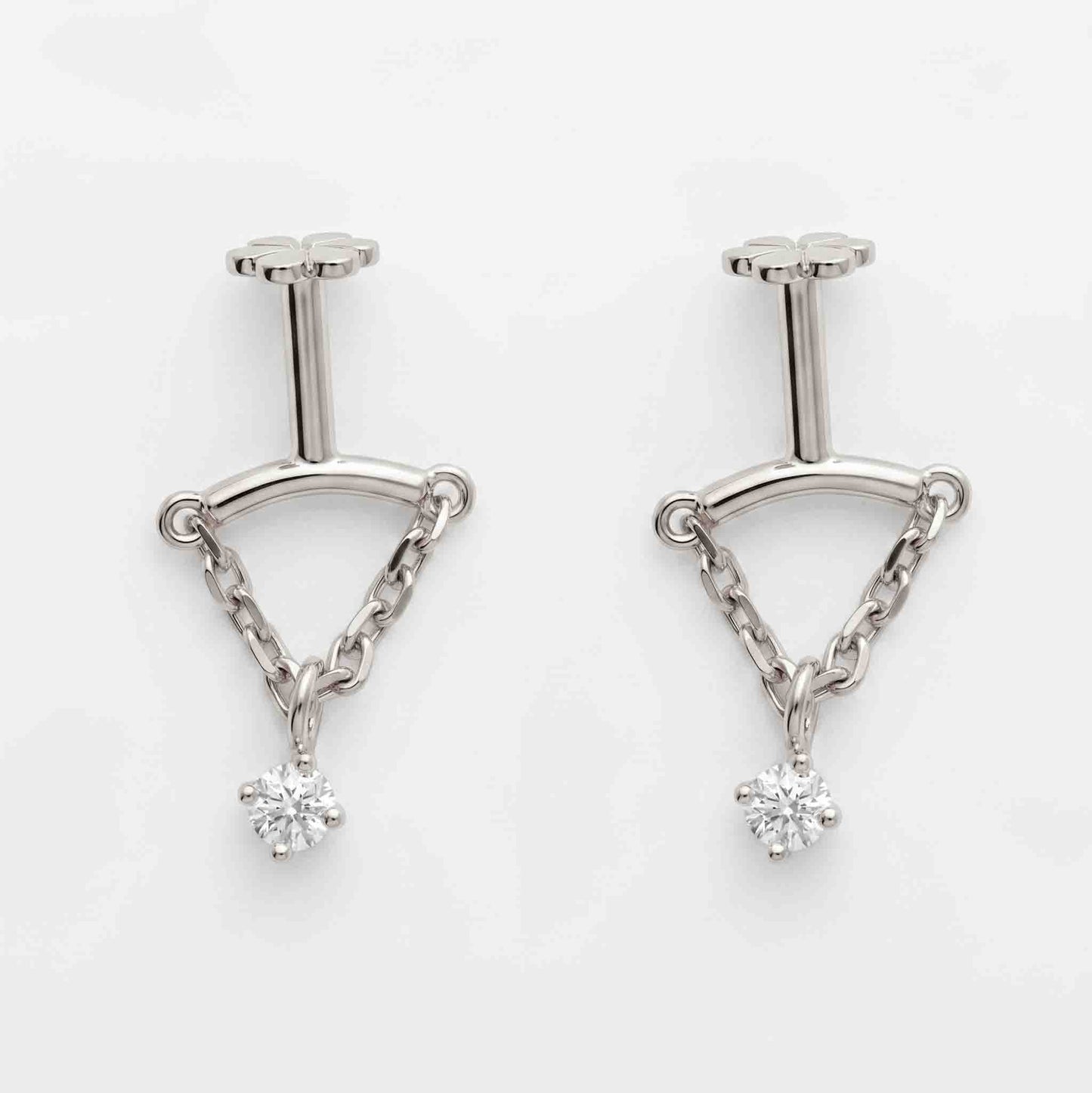 Silver V Chain hanging stone Bugadi with Flat Top
