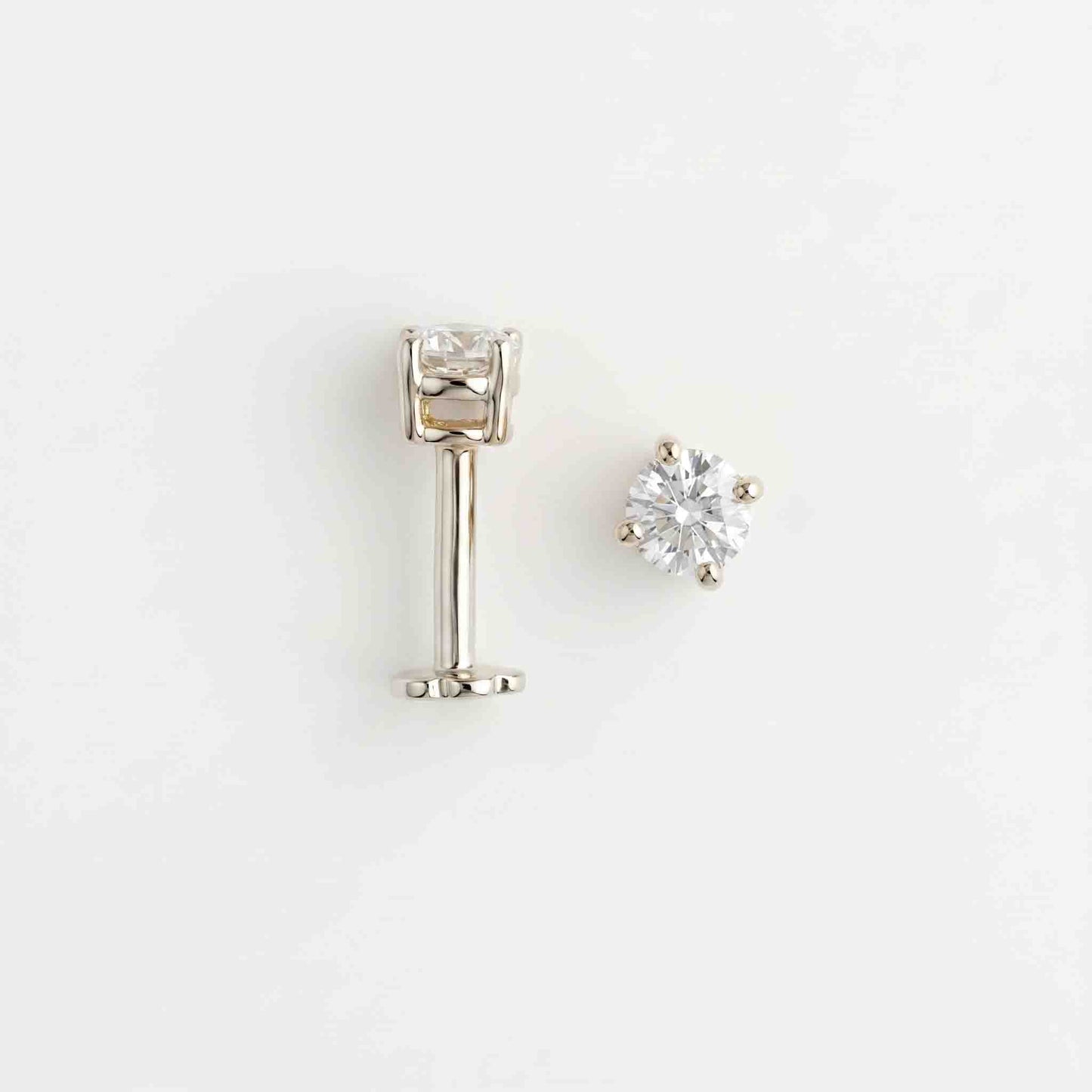 Silver Solo Stone Ear Studs