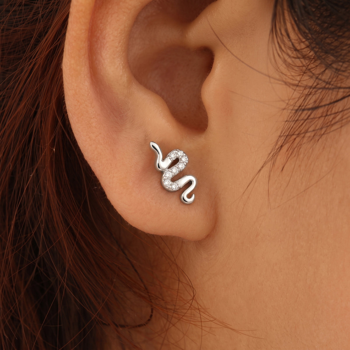Silver Twisted Viper Stud Earrings